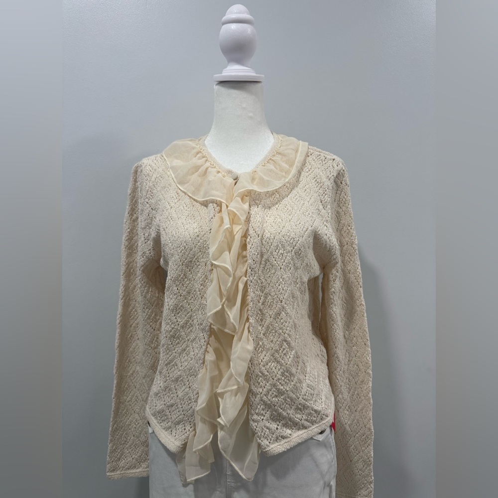 Zara Beige Ruffled Knit Sweater
